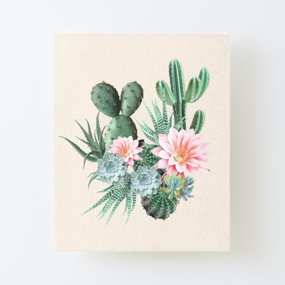 Pink succulent floral Acrylic Prints