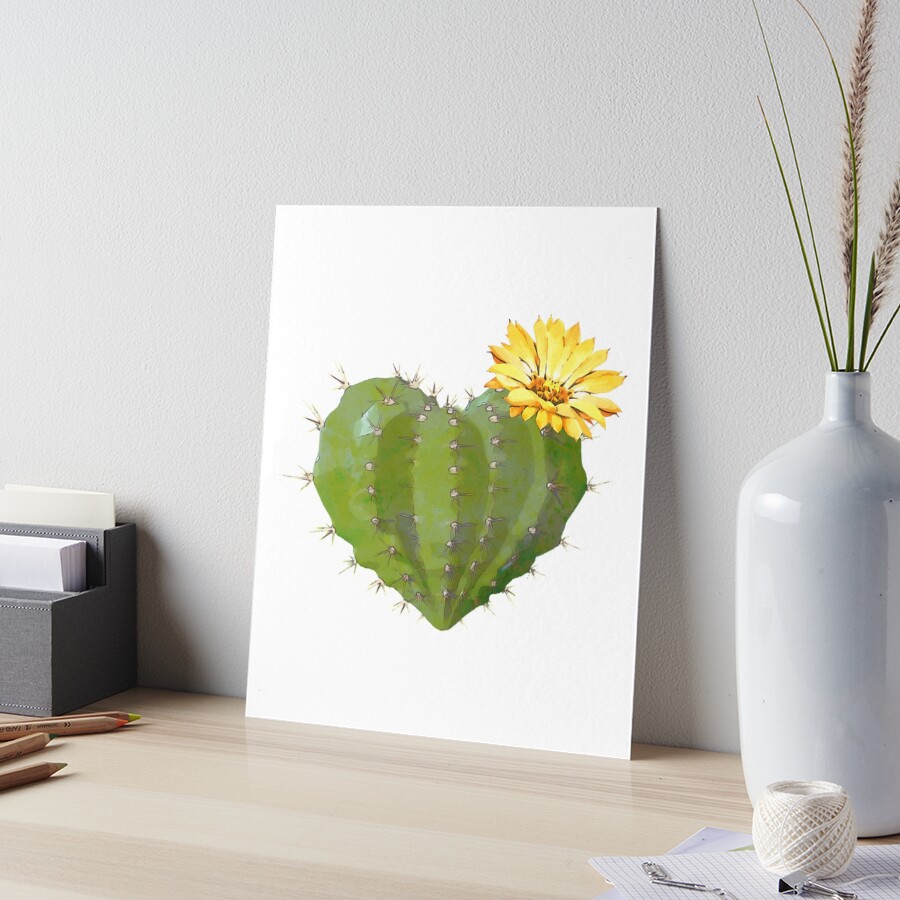 heart cactus, yellow flower,succulent plants | Art Board Print