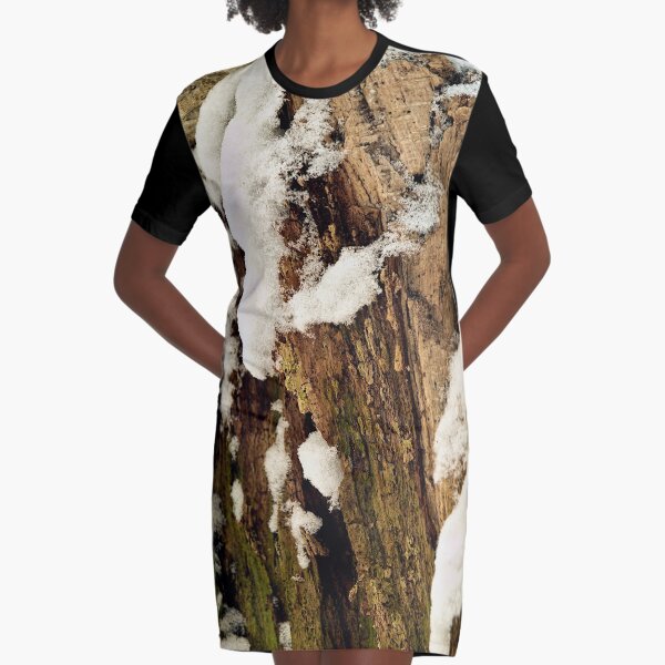 Rotten tree stump in the first snow Graphic T-Shirt Dress