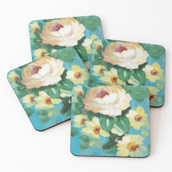 Item preview, Peach Rose with Little Yellow Flowers designed and sold by Smalltownart.