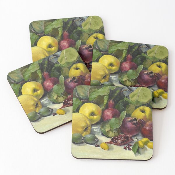 Item preview, Quince, pomegranate and green leaves. Still life VII designed and sold by Kabira77.