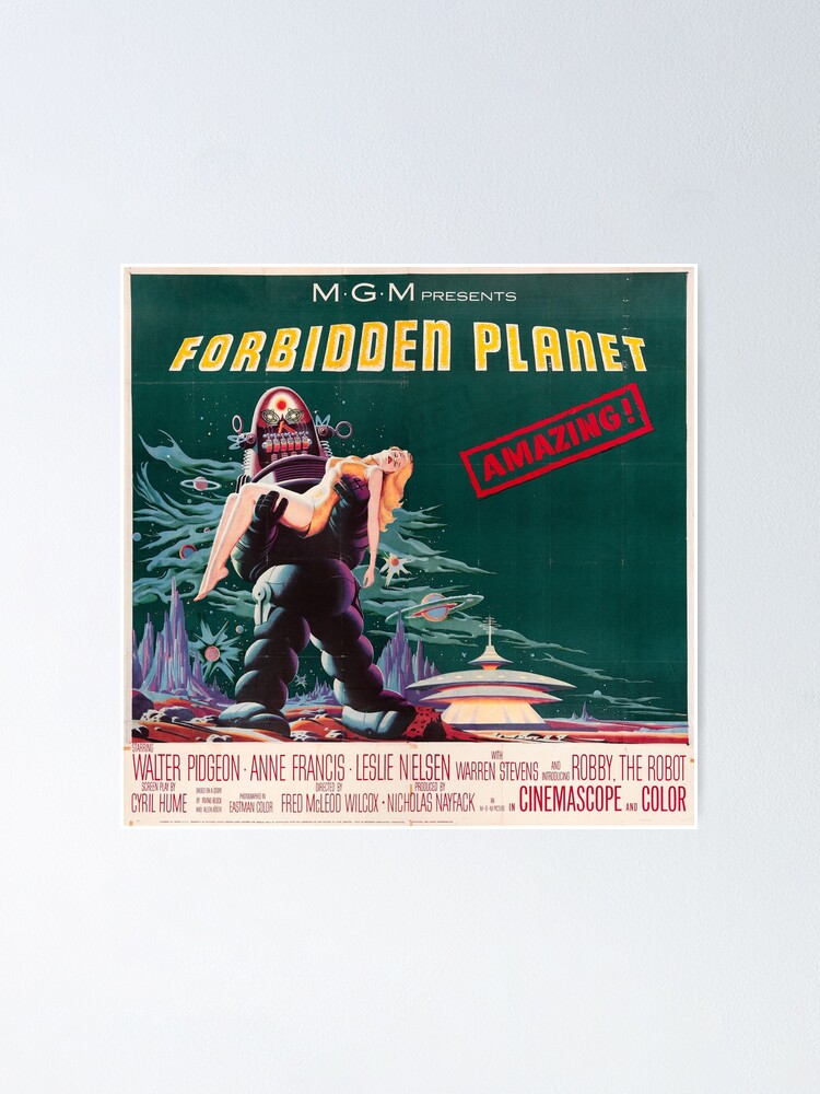 Forbidden Planet 1956 Vintage Science Fiction Movie Poster Half