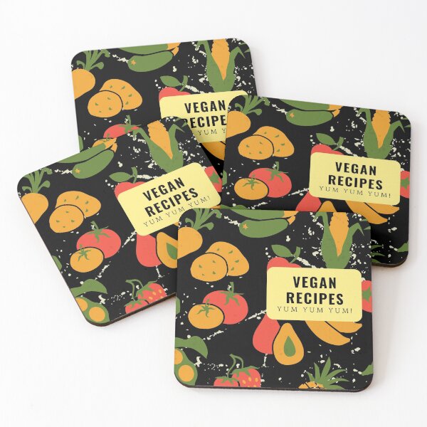 Item preview, VEGAN RECIPES Yum Cute Bright Retro Fruit Veg designed and sold by a-little-ink.