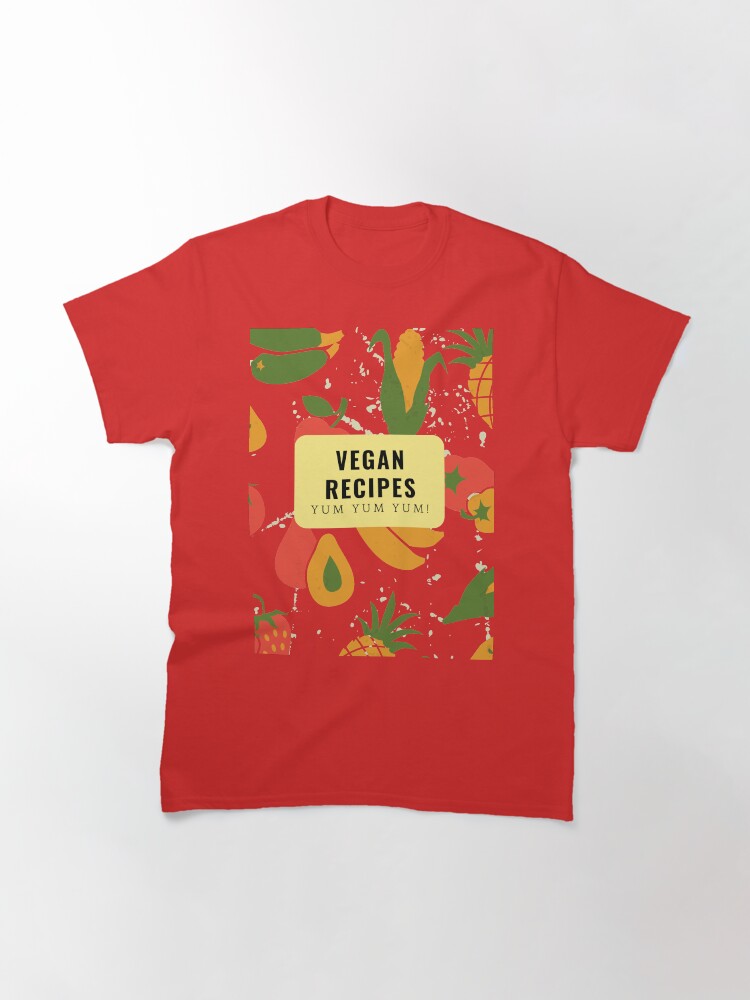 VEGAN REZEPTE Yum Cute Bright Retro Fruit Veg T-Shirt