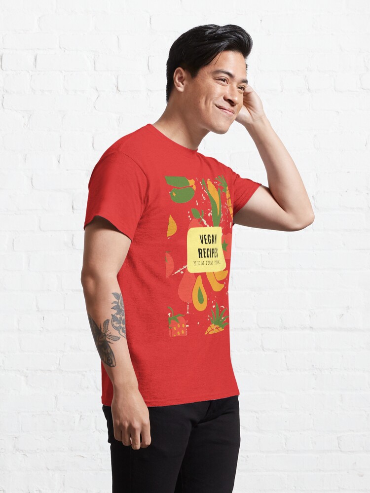 VEGAN REZEPTE Yum Cute Bright Retro Fruit Veg T-Shirt