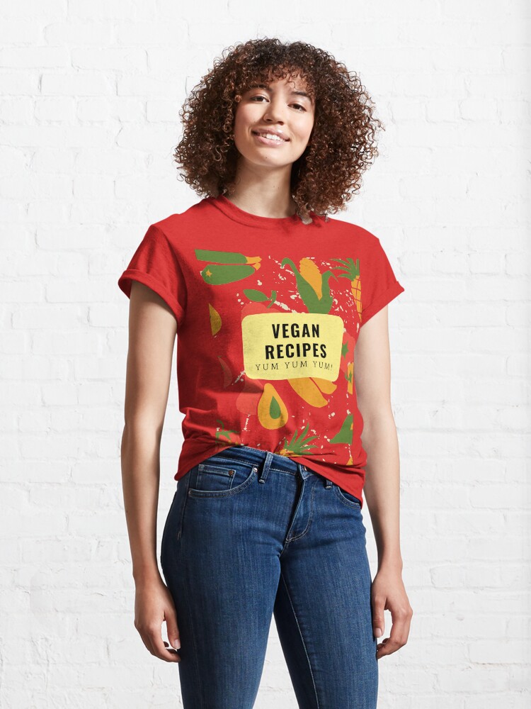 VEGAN REZEPTE Yum Cute Bright Retro Fruit Veg T-Shirt