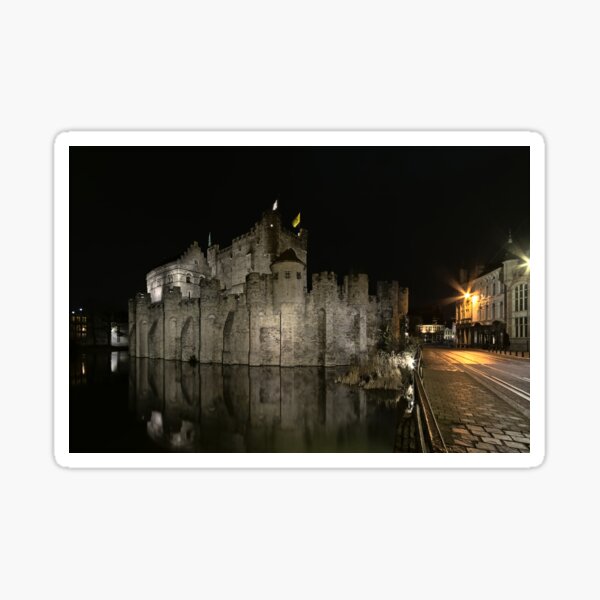 Castle of the counts at night in Ghent Sticker