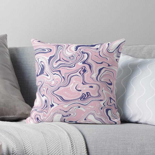 Pink and Blue Liquify Digital Art Throw Pillow