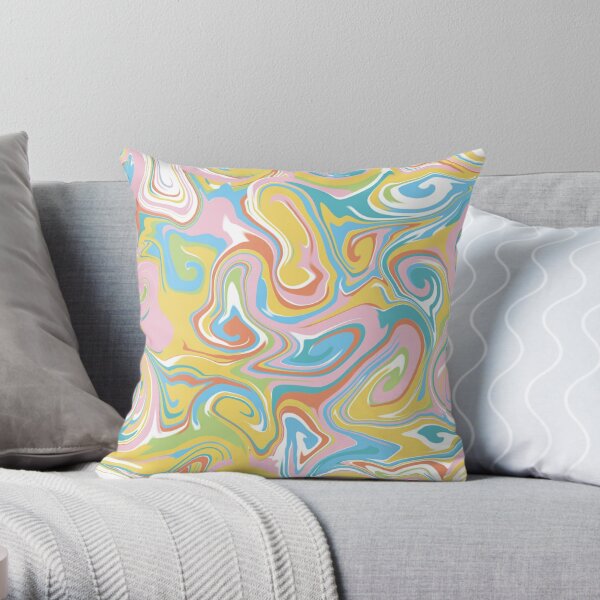 Multi Coloured Liquify Pattern - Candy Pink, Coral, Blue  Throw Pillow