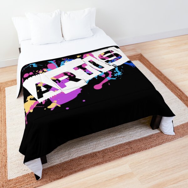 Badass Artist Graphic Text on Messy Paint Splatter Comforter