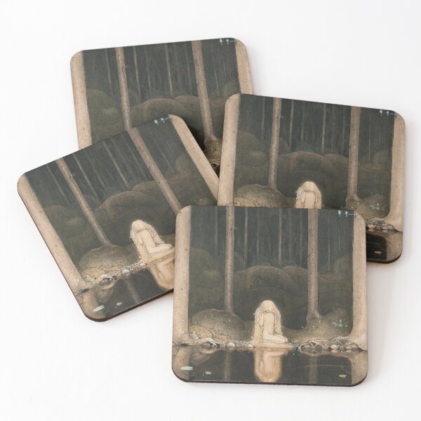 Item preview, Princess Tuvstarr Gazing Down Into the Dark Waters of the Forest Tarn by John Bauer designed and sold by IndieArtDream.
