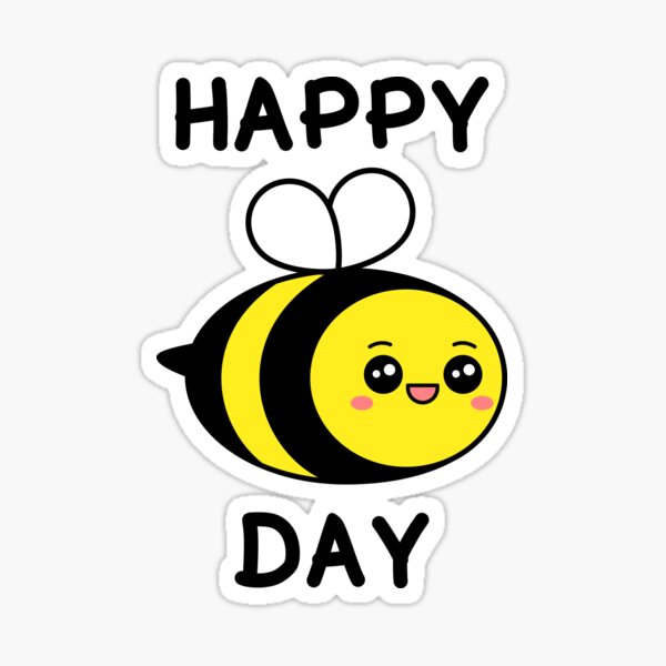 Happy Beeday. Cute Bee Happy Birthday Sticker