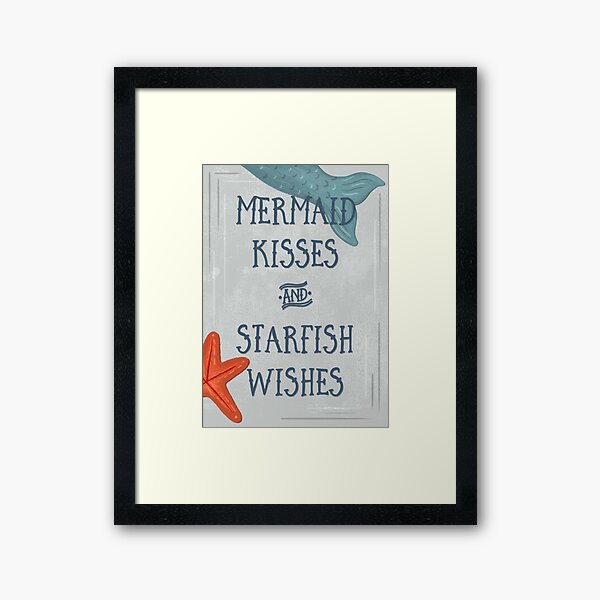 Mermaid Kisses & Starfish Wishes | Bathroom Art Framed Art Print