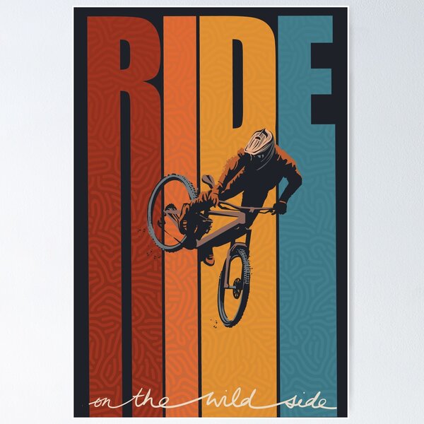 Item preview, Retro Ride On The Wild Side Mountain Bike Art designed and sold by SFDesignstudio.