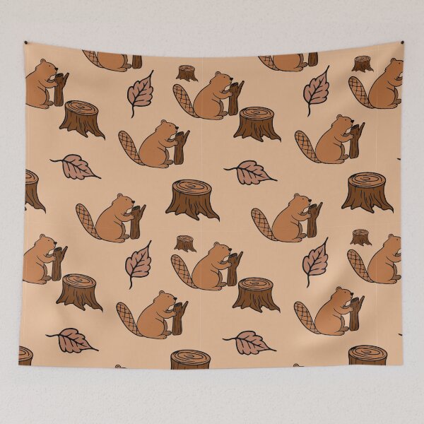 Item preview, Cute Brown Autumn Beaver Leaf Pattern  designed and sold by bcide.