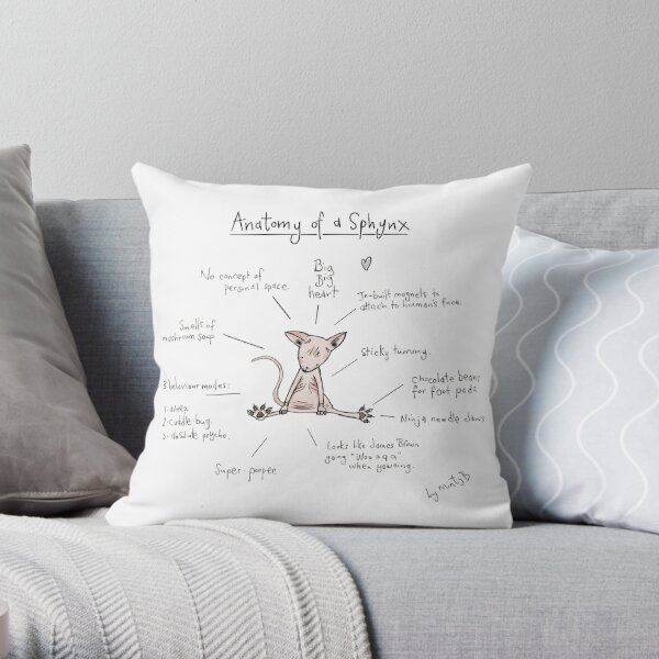 Anatomy of a Sphynx Throw Pillow