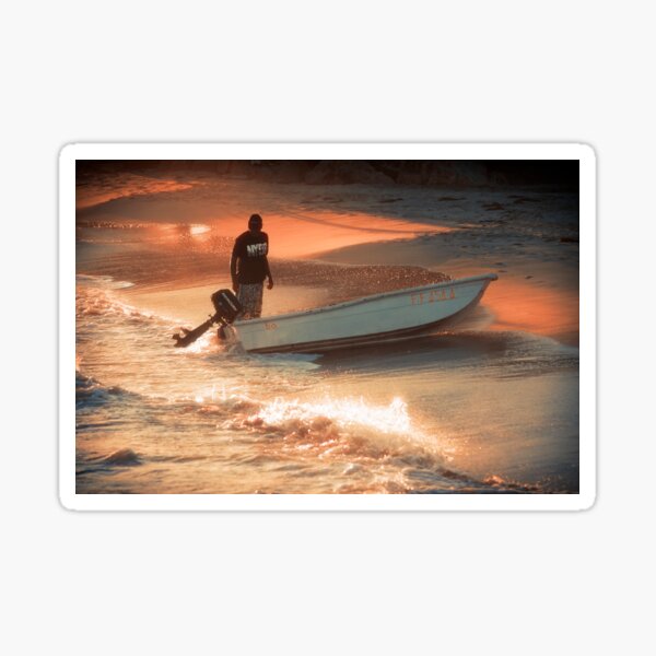 Aperçu de l'œuvre Pêcheur sur la côte du coucher du soleil créée et vendue par cinema4design.