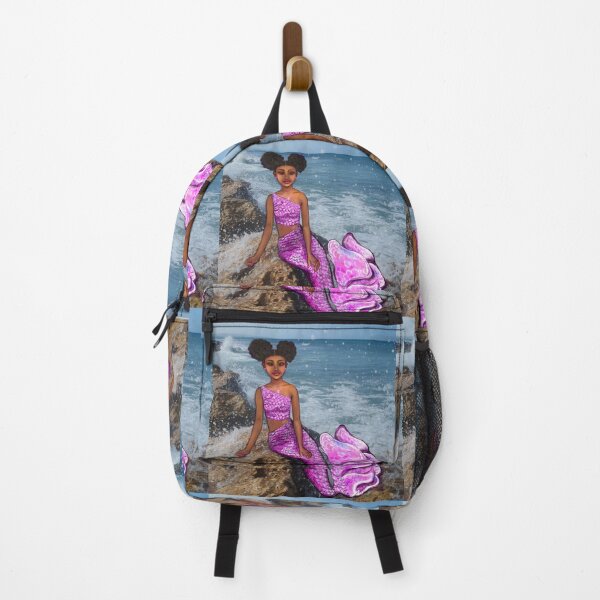 Item preview, Coco the Magical rainbow mermaid with brown eyes, Afro hair in two puffs and caramel brown skin designed and sold by Artonmytee.