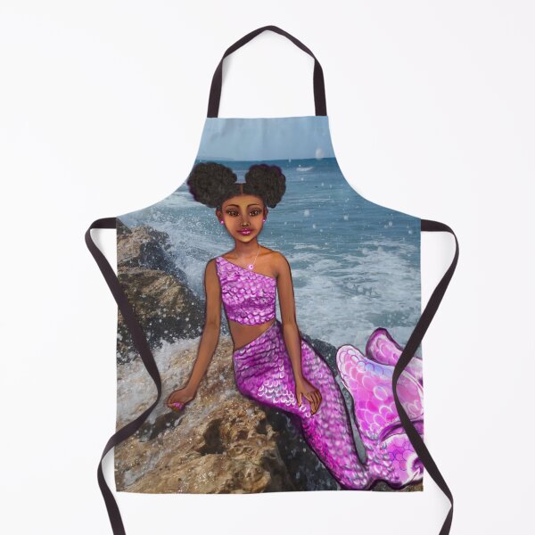 Item preview, Coco the Magical rainbow mermaid with brown eyes, Afro hair in two puffs and caramel brown skin designed and sold by Artonmytee.
