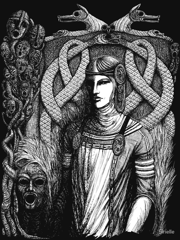 Hel, Goddess of Underworld 2 (white print) by Sirielle