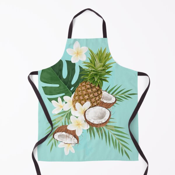 Item preview, Tropical Monstera Palm Coconut Pineapple and Frangipani Flowers Collage designed and sold by gamboling.
