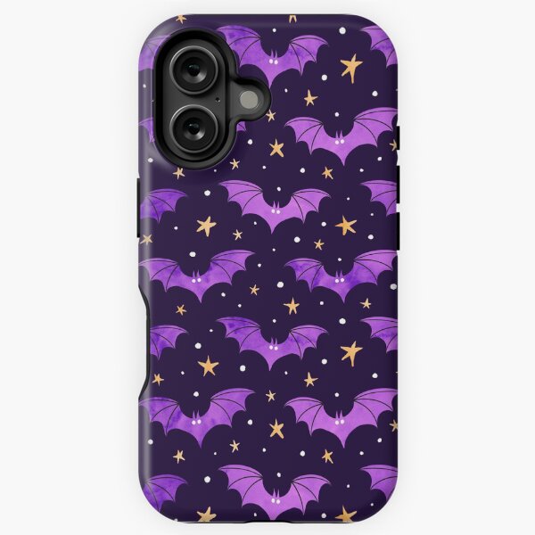 Aperçu de l'œuvre Chauves-souris aquarelles violet sur noir créée et vendue par Paisley Yazel.