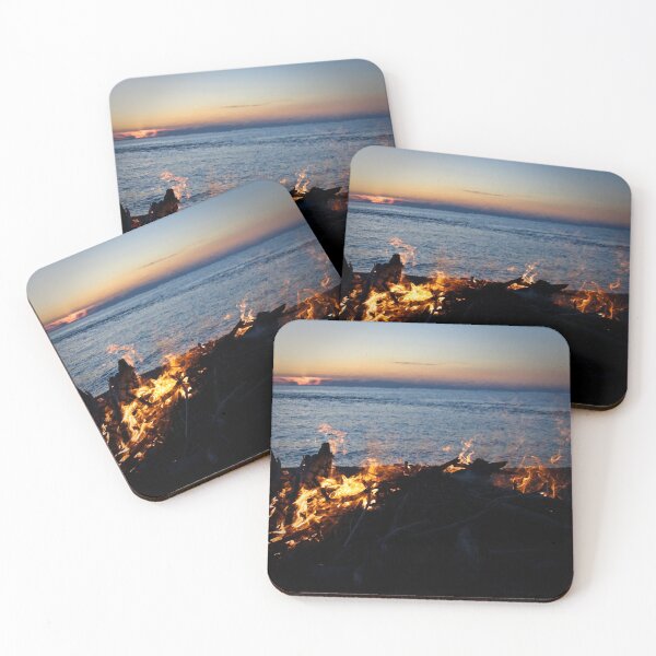Item preview, Beach Bonfire blaze and sunset at cottage designed and sold by Marilena Strambu.