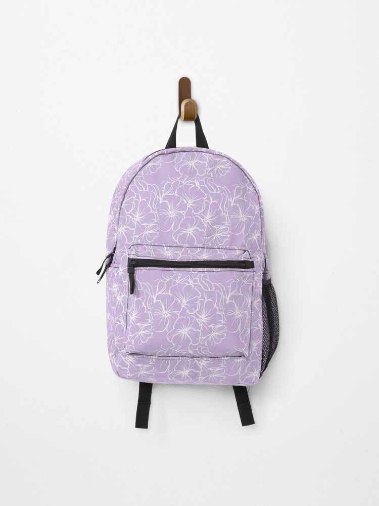 Purple Floral Flowers Pattern Backpack