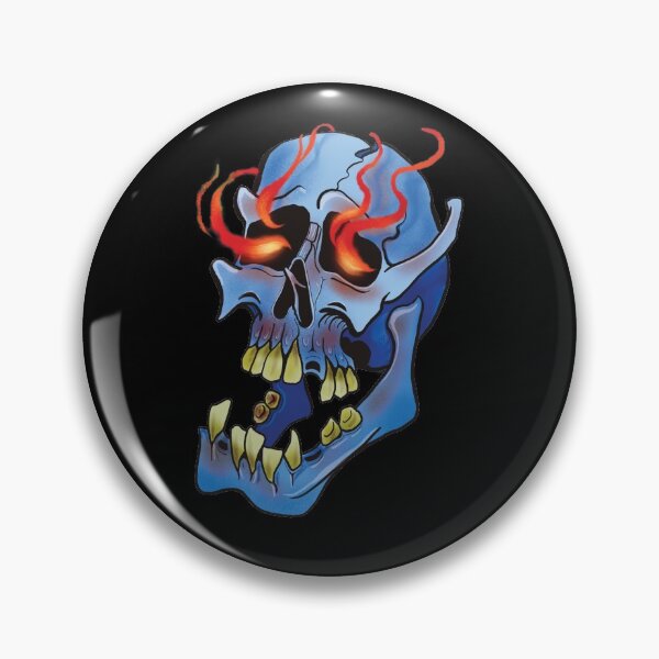 Item preview, Bad Ass Blue Skull with Flaming Eyes - Awesome Skull designed and sold by dcoxdesigns.