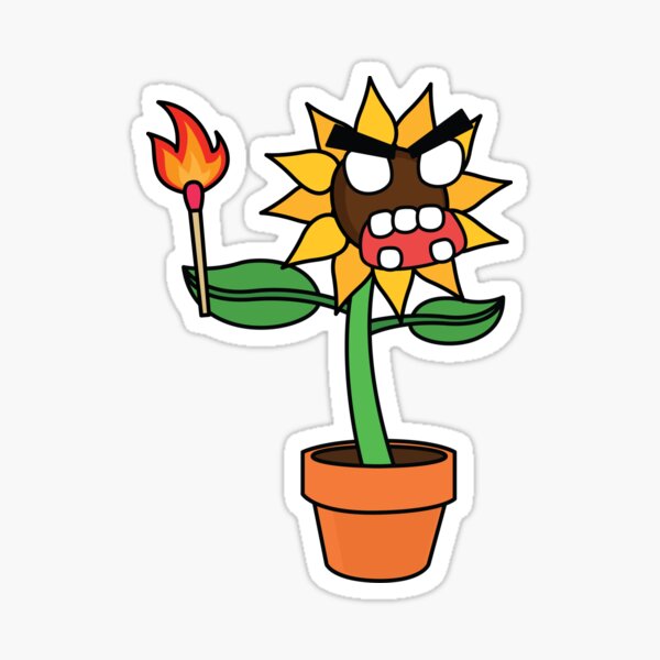 angry zombie sunflower Sticker