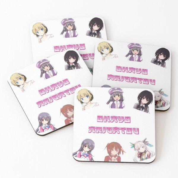 Item preview, six cute anime girls ohayo arigatou designed and sold by Omniodise.