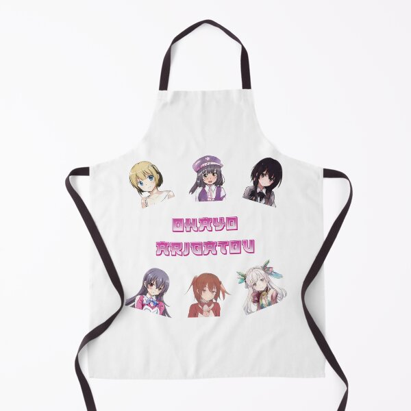 Item preview, six cute anime girls ohayo arigatou designed and sold by Omniodise.