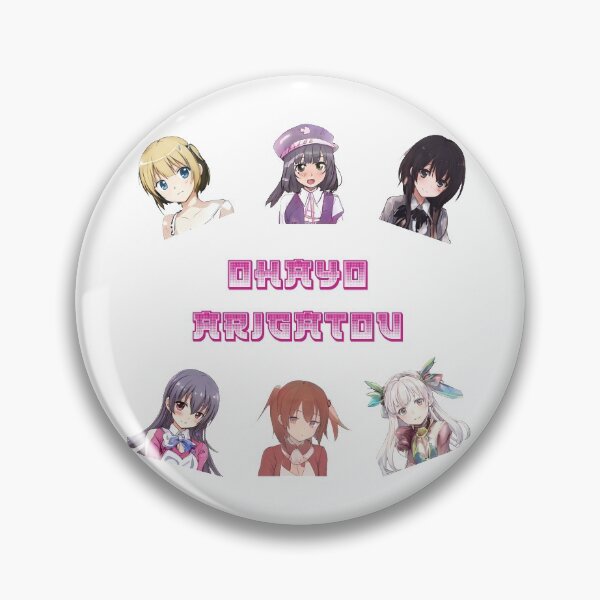 Item preview, six cute anime girls ohayo arigatou designed and sold by Omniodise.