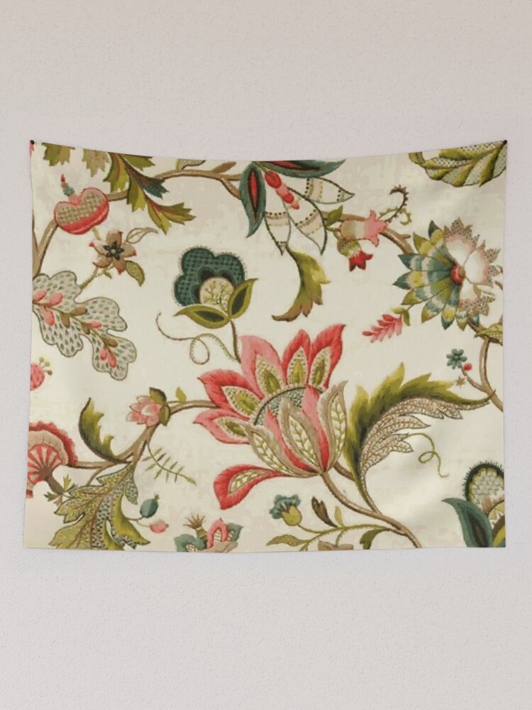 Floral Medallion Tapestry, Sketch Floral Botanical Boho Wall