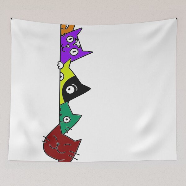 Item preview,  Cute doodle cats hides behind the wall  designed and sold by ESDT.
