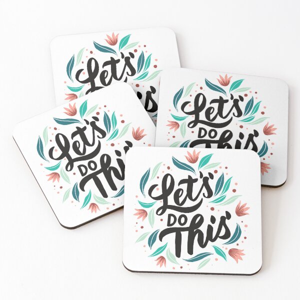 Item preview, Let's Do This Quote Lettering with Flowers Pink designed and sold by Alendra.