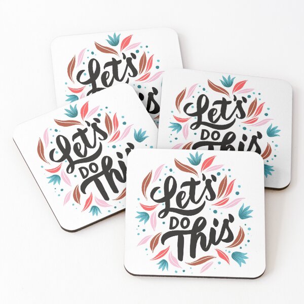 Item preview, Let's Do This Quote Lettering with Flowers Blue designed and sold by Alendra.