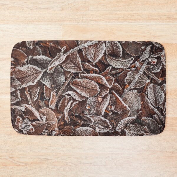 Item preview, Fallen brown Autumn leaves covered with frost and ice. Leaves filling the frame designed and sold by macroviewpoint.