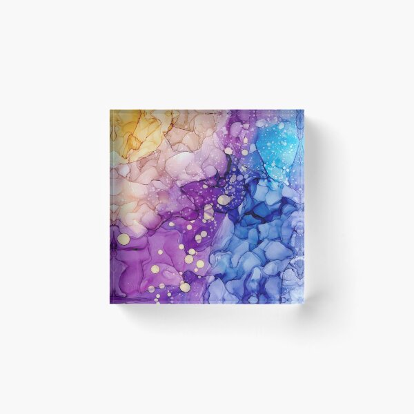 Item preview, Yellow Purple and Blue Abstract 2621 Alcohol Ink Painting by Herzart designed and sold by herzart.