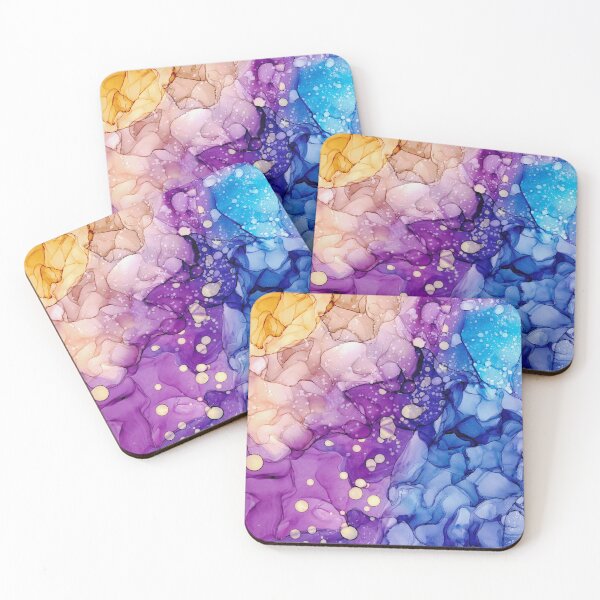 Item preview, Yellow Purple and Blue Abstract 2621 Alcohol Ink Painting by Herzart designed and sold by herzart.