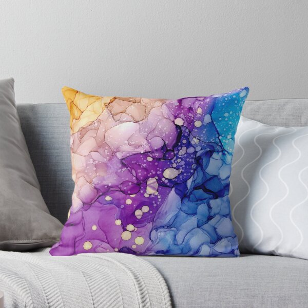 Item preview, Yellow Purple and Blue Abstract 2621 Alcohol Ink Painting by Herzart designed and sold by herzart.