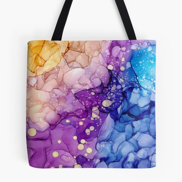 Item preview, Yellow Purple and Blue Abstract 2621 Alcohol Ink Painting by Herzart designed and sold by herzart.
