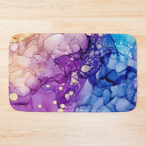 Item preview, Yellow Purple and Blue Abstract 2621 Alcohol Ink Painting by Herzart designed and sold by herzart.