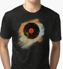Vinyl Record Retro T-Shirt - Vinyl Records Modern Grunge Design Tri-blend T-Shirt