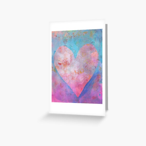 Item preview, Pink heart on blue romance designed and sold by Karen Kaspar.