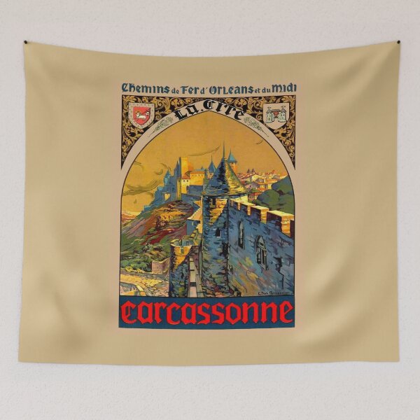 Item preview, CARCASSONNE FRANCE : Vintage Travel and Tourism Print  designed and sold by posterbobs.