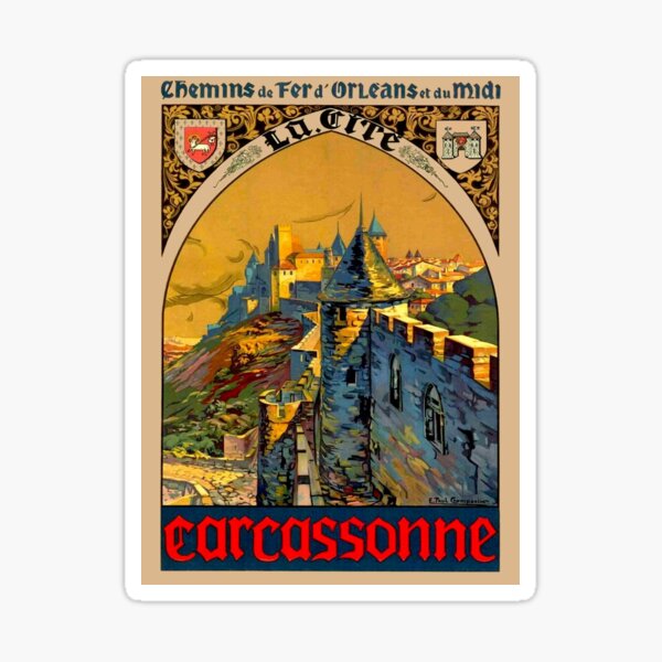 Item preview, CARCASSONNE FRANCE : Vintage Travel and Tourism Print  designed and sold by posterbobs.
