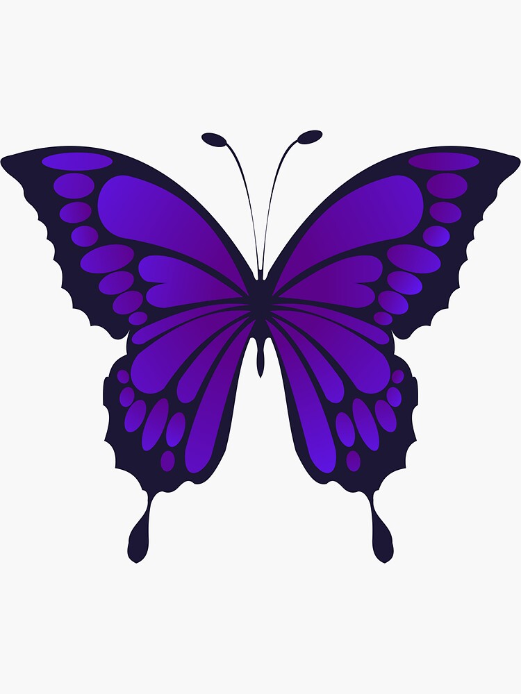 "Purple butterfly emoji" Sticker for Sale by mnaddaf Redbubble