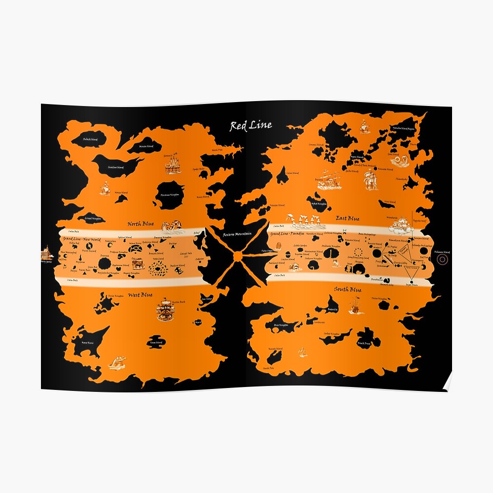 One Piece Map Poster By Beevense Redbubble