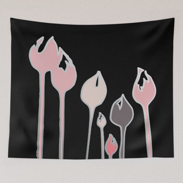 Item preview, Elegant Art Deco wild tulip flowers dancing in the wind - baby blush pink, black and white. designed and sold by Caroline Laursen.